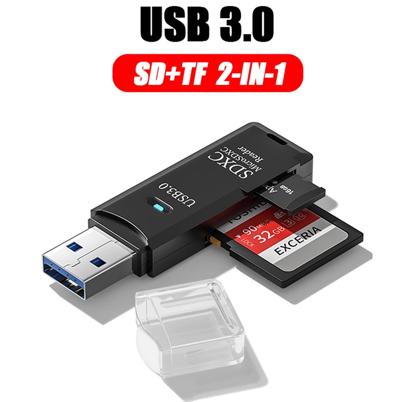 Laptop Accessories Usb - 2 ใน 1 USB 3.0 เครื่องอ่านการ์ดแบบพกพาเครื่องอ่านการ์ดไมโคร