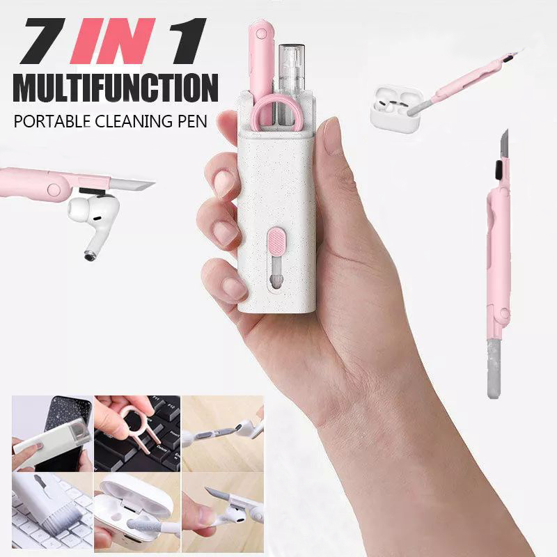 Laptop Accessories Cleaning Kit - ปากกาทำความสะอาดอิเล็กทรอนิกส์ 7-in-1 ชุดอุปกรณ์ทำความสะอาดอเนกประสงค์ ชุดแปรงทำความสะอาด สำหรับหูฟังไร้สาย คีย์บอร์ดแบบกลไก