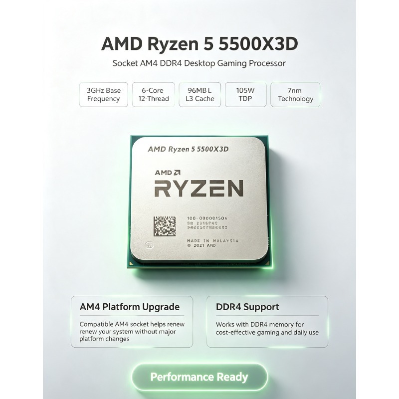 AMD Ryzen 5 5500X3D ซีพียูสำหร - Amd Cpu Ryzen 5 บทวิจารณ์และราคา