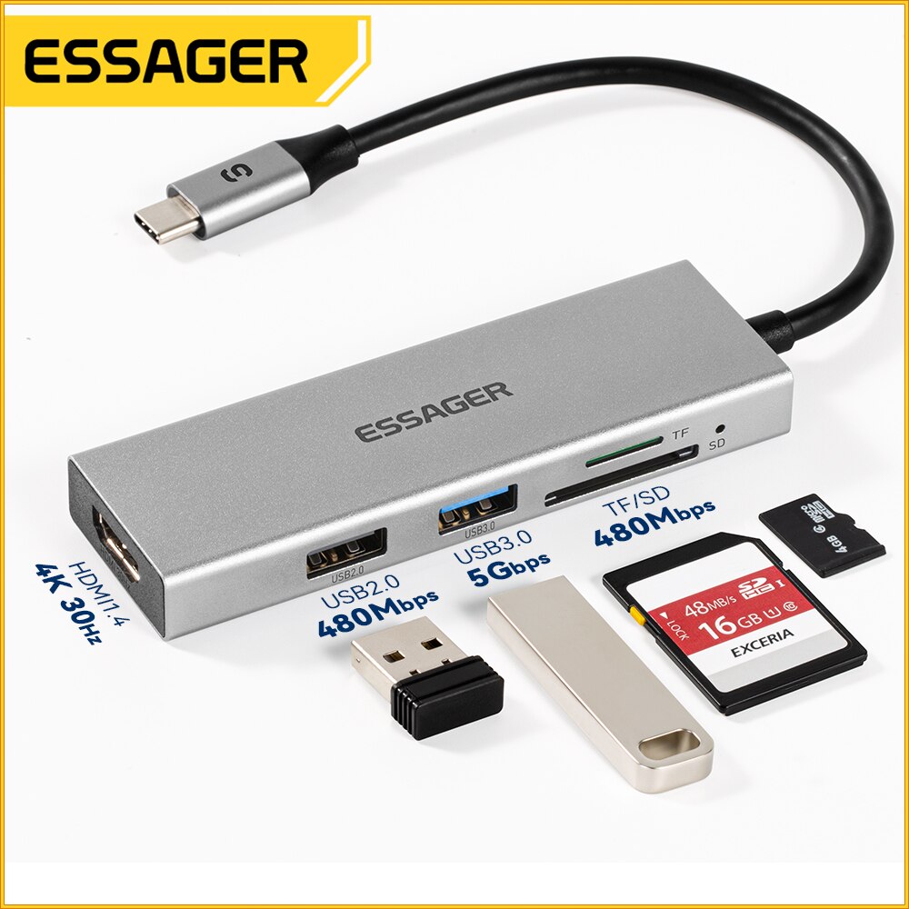 Essager 5 in 1 USB C HUB HDMI- - Usb C Docking Hub บทวิจารณ์และราคา
