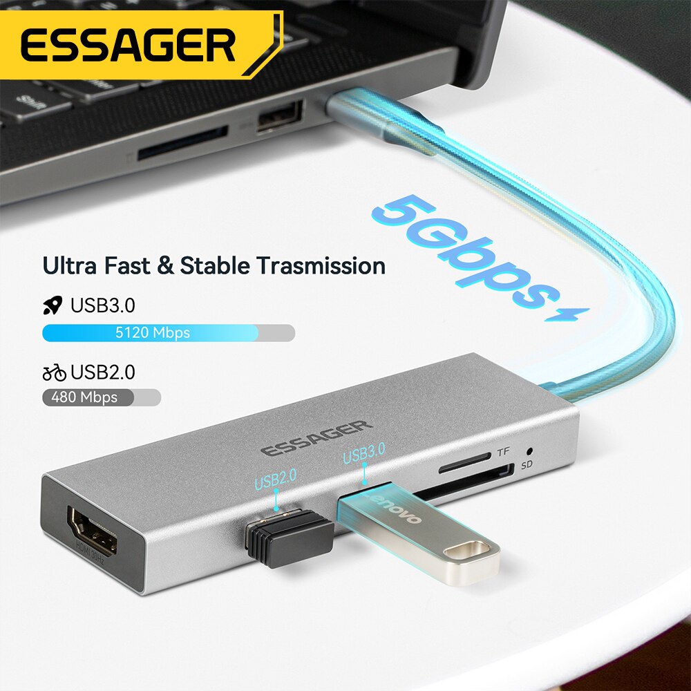 Essager 5 in 1 USB C HUB HDMI- - Usb C Docking Hub บทวิจารณ์และราคา